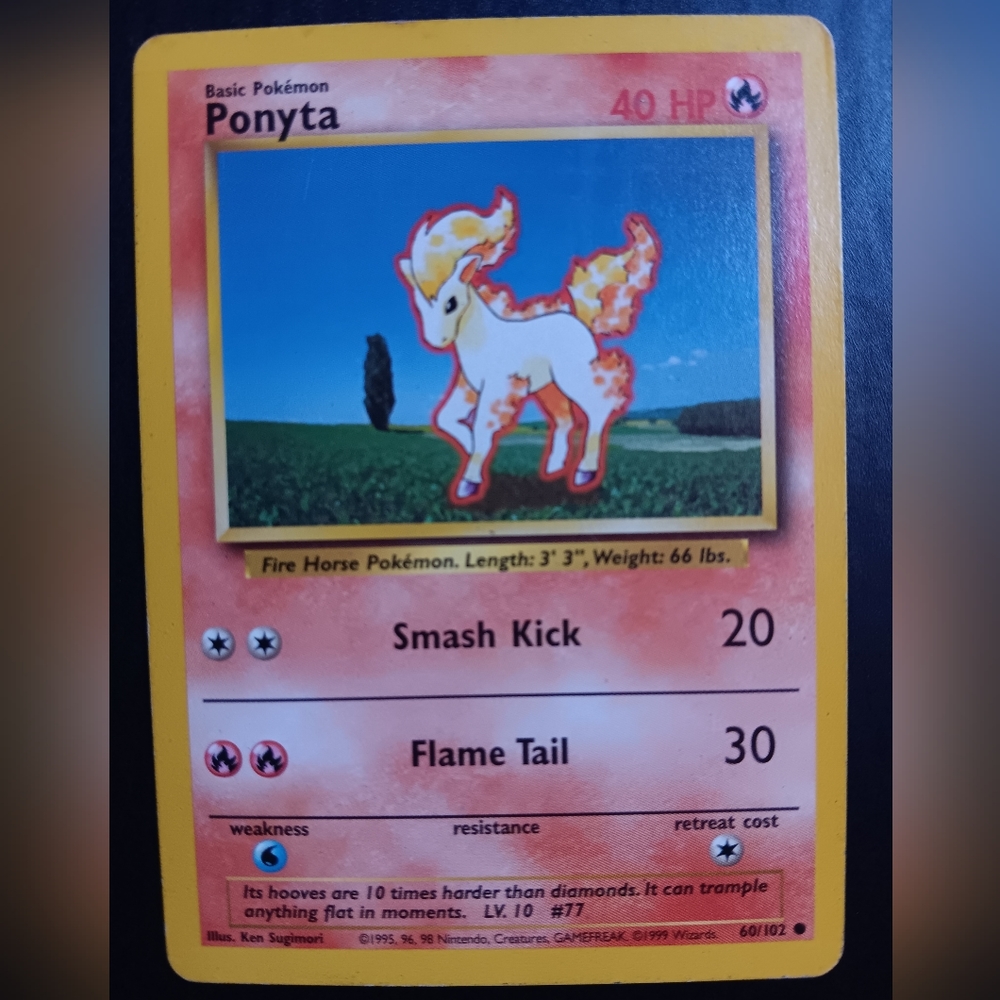 Ponyta Pokemon Card - Base Set - NO. 60/102 Common Non-Holo